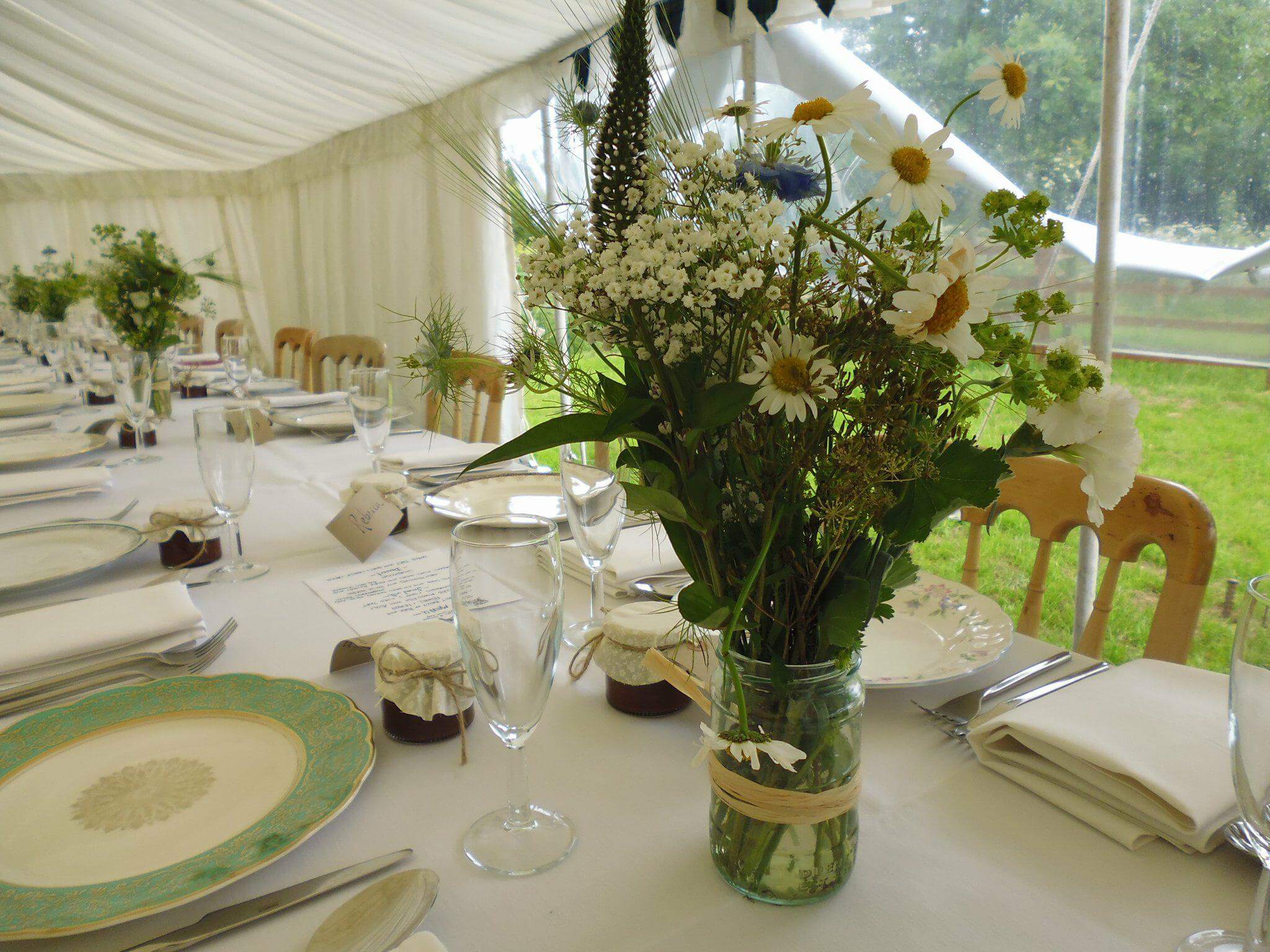Yellow and cream wedding table decoration